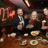 Chris McCracken, Linen Quarter; Kathleen McBride, Belfast One; and Tzvetelina Bogoina, Cathedral Quarter; at the official launch of Belfast Restaurant Week.