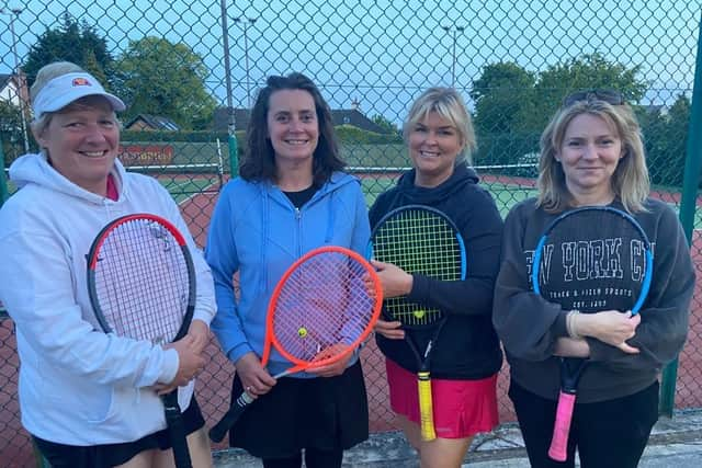 Coleraine A Ladies Evergreen team (Penny Loan, Kerry Mearns-Love, Noelle Mitchell and Anne McCallum) pictured after playing Bangor B.