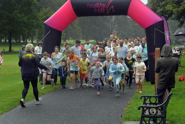 And they're off...The Healthy Kidz Pride colour run in Lurgan Park gets underway on Sunday afternoon. LM35-222.