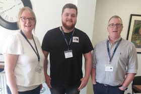 Fairways support worker, Jamie Watton pictured with his managers  embarks on a new challenge at university