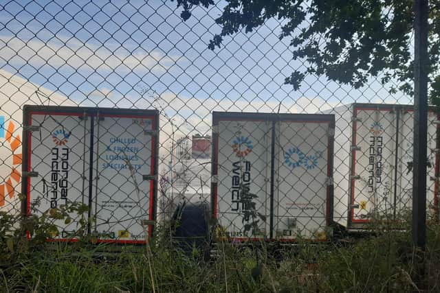 Lorries belonging to Morgan McLernon are parked in the Lurgan plant as news emerges of its possible closure and loss of 500 jobs.