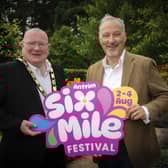Mayor of Antrim and Newtownabbey, Councillor Neil Kelly and Master of the Musicals Peter Corry launch 'Peter Corry in Concert' as part of the Six Mile Festival. Pic credit: Antrim and Newtownabbey Borough Council