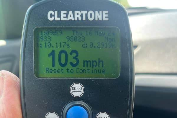 A driver was detected travelling at 103mph with a child in the passenger seat. Picture: PSNI