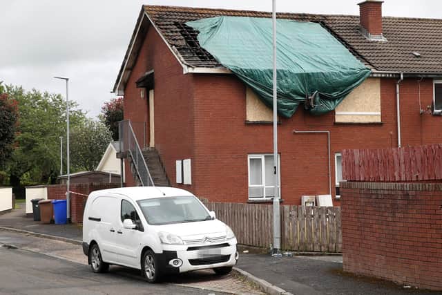 The scene of an arson attack in the Drumachose Park area of Limavady. Picture: Declan Roughan / Press Eye