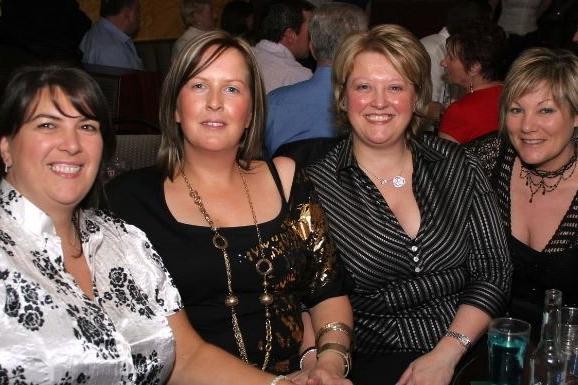 Hillary McKenzie, Ashleigh Turkington, Mandy Bartley and Margaret all having fun at the charity night for the Alzheimer's Society at Ballyclare Comrades FC Social Club in 2006.