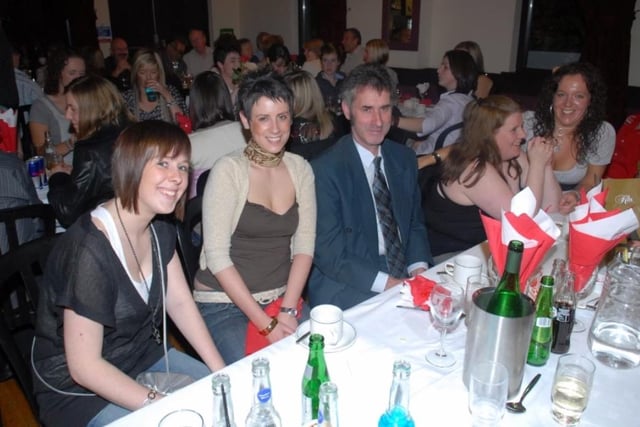 Melissa Doey, Caroline and David Conly, Lorna Spence and Jacqueline Spence at the Larne Ladies FC dinner.