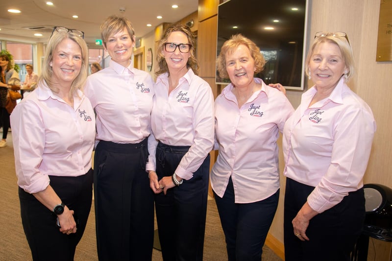Just Sing Ladies Choir members pictured before their summer concert at Craigavon Civic Centre. Included from left are, Sharon Walbran, Suzie Johnston, Judith O'Neill, Fiona Armstrong and Moira Irwin. PT17-205.