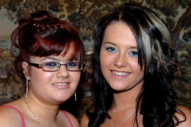 Smiles from Amanda Balmer and Andrea McMaster when then attended Maghera High School formal held in the Manor Golf Club, Kilrea in November 2007.