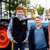 David Lyle and twins Myles and Mackenzie Williams from the Ballyeaston Vintage Club.