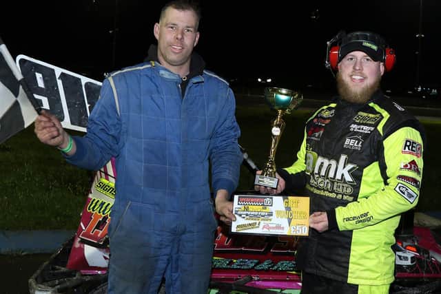 Dungannon's David McMenemy receives the Superstox spoils at Tullyroan