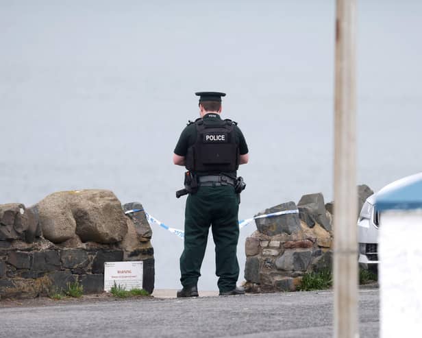 Police at the scene in Cultra, Co Down after a woman’s body was found on a beach. Picture: Jonathan Porter / Press Eye