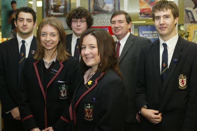 Wallace High School Lower and Upper Sixth Government and Politics students pictured in 2006 with MP Terry Rooney