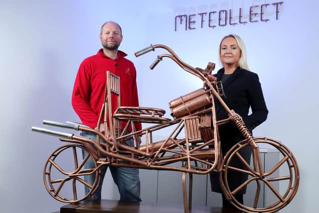 Metcollect Ltd, will take on title sponsorship for Down Royal’s final fixture of 2023 for a fourth year running. Taking place on Boxing Day, Metcollect’s feature sponsorship will include the Metcollect Oil Recycling Hunters Steeplechase which will no doubt continue to prove hugely popular following the Christmas festivities. Pictured is Geoff Angus, Managing Director of Metcollect and Emma Meehan, Chief Executive at Down Royal. Pic credit: Kelvin Boyes
