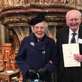 Thomas Stevenson from Portadown amd his wife Myrtle at the Royal Maundy Service in Worcester Cathedral.