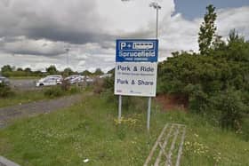 Dunmurry man swore at police when they moved his vehicle to the Park and Ride facility at Sprucefield. Pic credit: Google