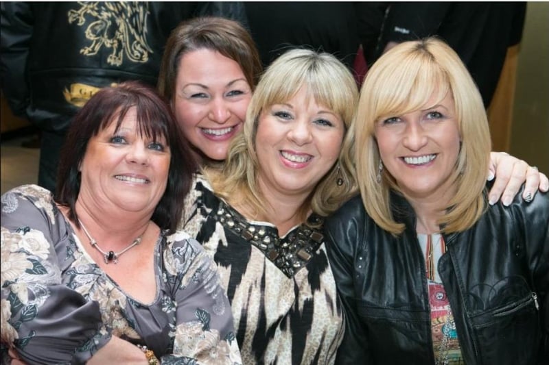 Bev Murray, Tracey Donaldson, Julie Chandler and Alena Orr at the Quay Vipers MCC Rock Night at the Clarion Hotel in April 2013.