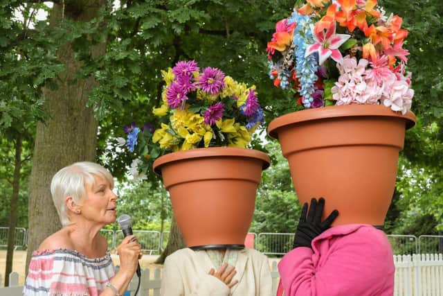 Pamela Ballantine with two blooming headers