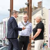 Nominations for this year’s High Street Hero Awards, powered by Retail NI, are now open until Monday July 31 and locals from across the Mid Ulster District Council area are being encouraged to vote for their favourite online to help them win a coveted award. Pictured with Retail NI chief executive Glyn Roberts are Dominic Molloy Chair, with Meta Graham Deputy Chair. Credit: Darren Kidd-Press Eye