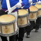 On the march in Magherafelt during the annual Twelfth of July celebration. Credit: Tony Hendron