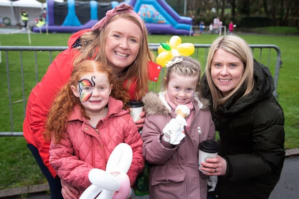 Having a great day out at the Lord Mayor's Easter Trail and fun day are from left, Anna Magill (6) and her mum Sarah, Aimee Rogers (6) and her mum Michaela. PT13-261