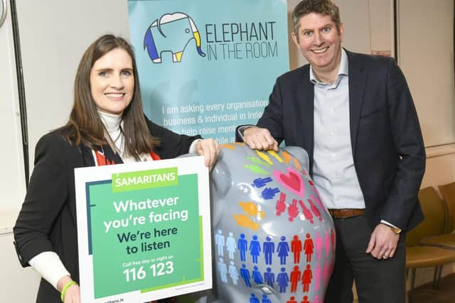 Sarah O’Toole, Samaritans Ireland with Duncan Osborne, CEO of Calor Ireland