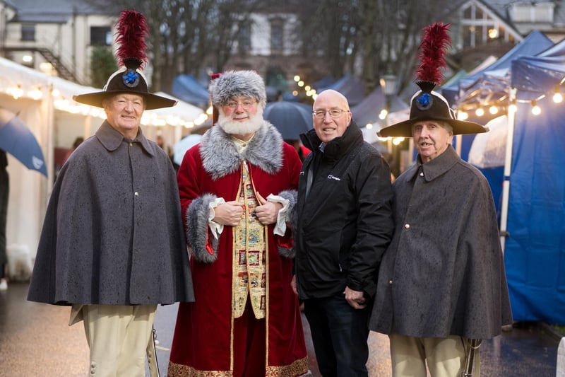 Cllr John Laverty BEM with Santa and the Hillsborough Fort Warders