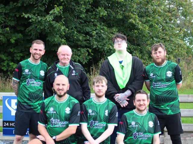 The Just A Chat team at Lurgan Against Racism 5-a-side tournament and fun day.