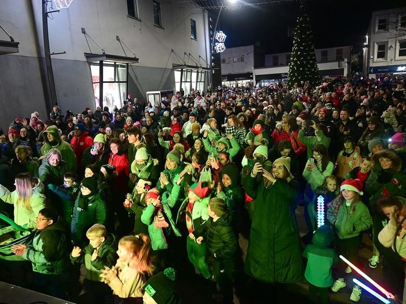 Broadway was packed with people for the switching on of Larne's Christmas lights.