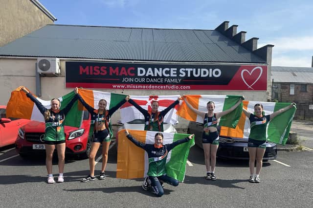 Achieving 19th Place in the World – Junior Small Group Street Dance (12–14 years) category at the Dance World Cup are Amelia Nugent , Lacey Austin , Jessica Hilary , Saoirse Fitsimmons , Corry Leigh Mc Gibbon and Brooke Smyth.