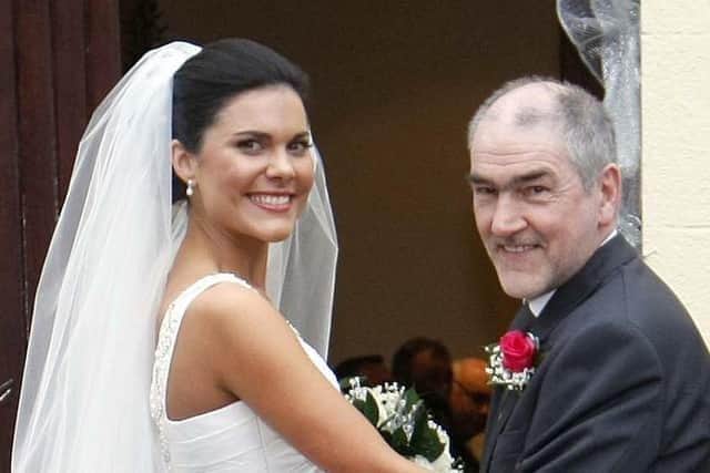 Michaela McAreavey and her dad Mickey Harte on her wedding day. Picture: Pacemaker