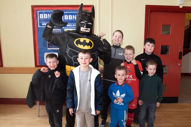Lego Batman was a surprise visitor at the Lego exhibition in Thomas Street Methodist Church Hall on Saturday afternoon. PT15-216.