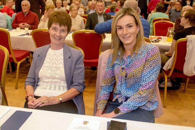 Enjoying the ABC Council VE Day 80 celebrations at Craigavon Civic Centre are, Roberta Shields, left and Rachelle Shields. LM19-216.