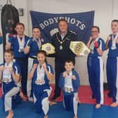 Mayor of Antrim and Newtownabbey, Cllr Mark Cooper, paid a visit to Bodyshots Kickboxing Gym to congratulate the recent winners. (Contributed).