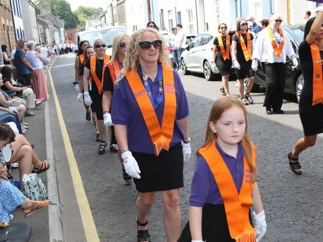 Ballymoney, Rasharkin, Cloughmills, Bushmills and Ballycastle were in attendance at the Twelfth demonstration in Ballymoney with a total of 43 Lodges and 22 bands.