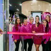Makeup Artist and business owner Louise McDonnell, owner of LMD Cosmetics celebrates the opening of her first LMD Cosmetics Superstore in Fairhill, Ballymena. Joining Louise are members of her store team. The store will employ 12 staff. Credit: Supplied