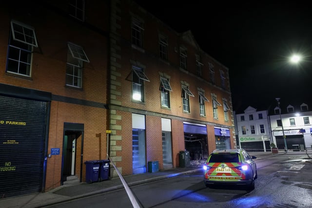 The area around the Halifax branch on the corner of High Street and Woodhouse Street was cordoned off after Tuesday night's incident.