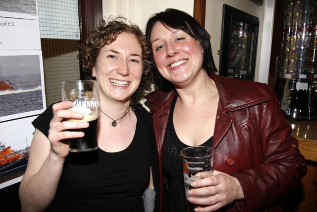 Glenda Wylie and Emma Roldiecki enjoying the Portrush RNLI fundraising night at the races held in Portrush Yacht Club in 2008