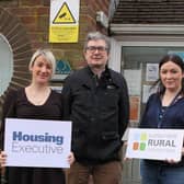 Social living put to the test: Working hard to conduct research into local demand for social and affordable homes in Ardboe, Moortown and Ballinderry is, from left, Louise Smyth, Housing Executive Lettings Manager, Eoin McKinney, Housing Executive Rural Officer and Ruth Buchanan, Rural Housing Association. Credit: Submitted
