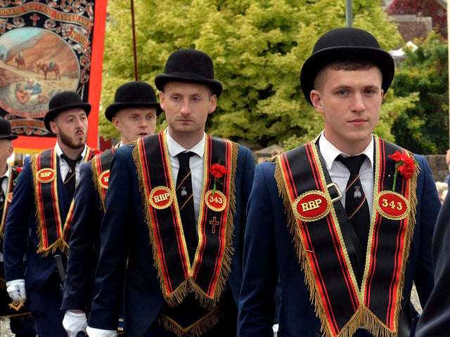 Keeping in step during the RBP Last Saturday parade in Loughgall. TH24.