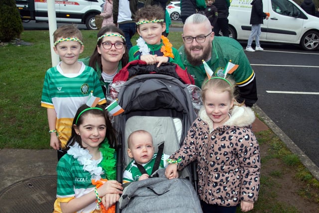 All decked out for the St Paul's GAC St Patrick's Day parade are the Quinn family. LM12-205.