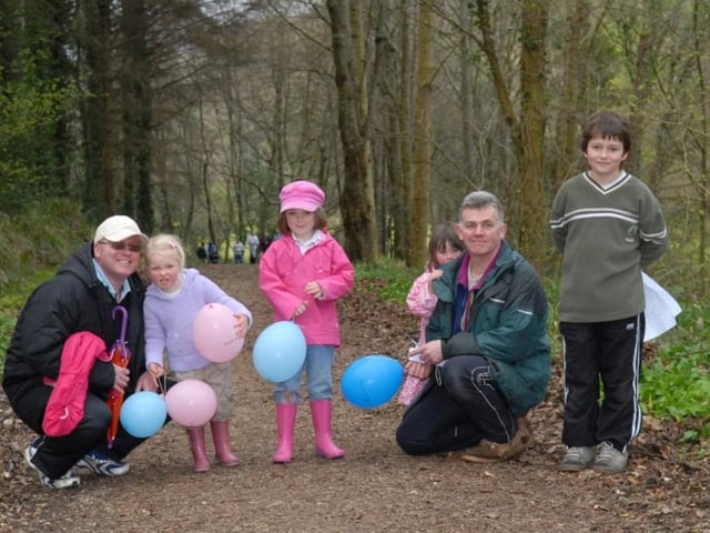 Kevin and Molly Furey with Katie Mulvenna, Alan and Dara Molloy and Joe Harper enjoyed a walk in Glenarm Forest on Easter Monday in 2007