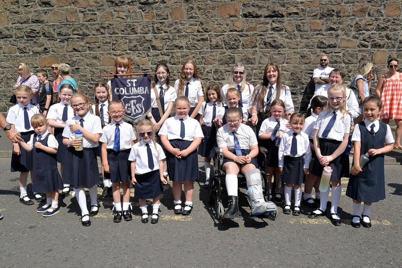 Members of St Columba's GFS ready for the parade on Sunday. PT23-243.