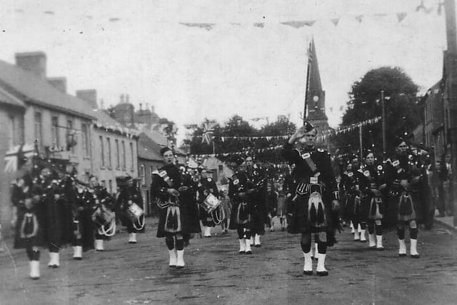 The band pictured at Church Street Kilrea, VE Day 1946