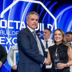 Sarah Topley from Haldane Fisher Lisburn receiving her Rising Star award. Pic credit: John Ohle