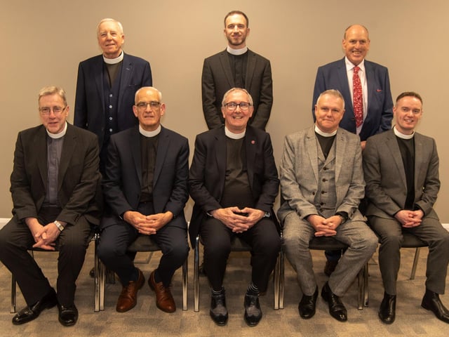 Ministers who took part in the service following the opening of the new Whitefield Bible College.