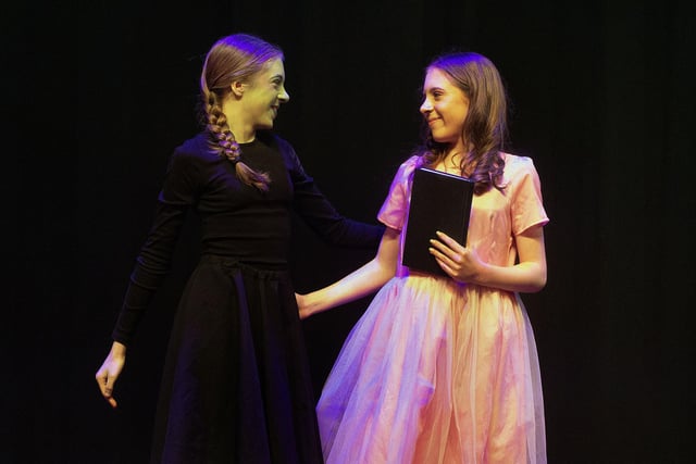 'Changed Forever'...Kyla and Nicole performing a scene from the musical, 'Wicked' on the final night of  Portadown Speech Festival. PT10-203.