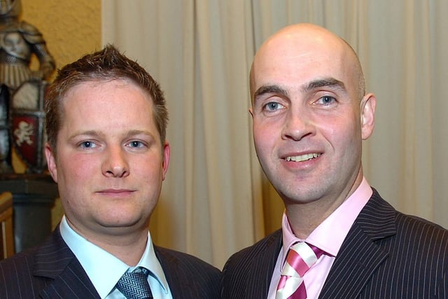 Moneymore Young Farmers Club president David Keatley with Peter Simpson of Loughry College who was the guest speaker at the club's annual dinner held in Hanover House in 2010.