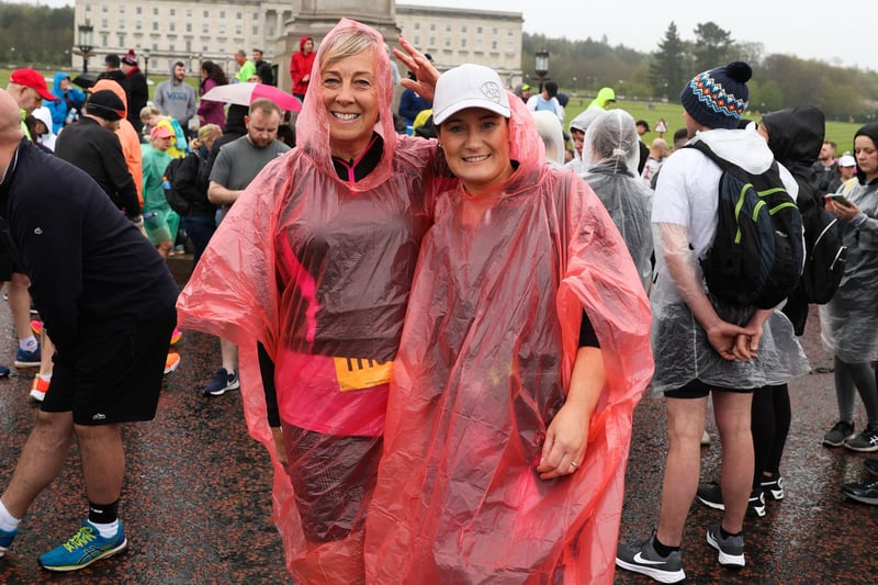 Hazel Molloy and Beverly McCullough dressed up for the rain.