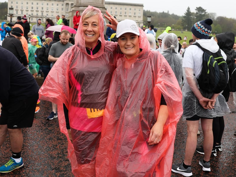 Hazel Molloy and Beverly McCullough dressed up for the rain.