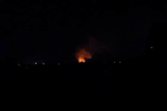 Photo taken of fire in Gilford, Co Down by resident of Derrytrasna, Co Armagh from his home last night.